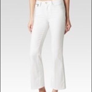 PAIGE High Waisted Cropped White Jeans